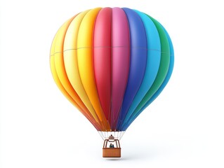 Naklejka premium Colorful rainbow hot air balloon isolated on white background.