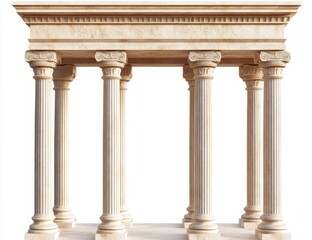 Naklejka premium Classical stone portico with six columns, isolated on white.