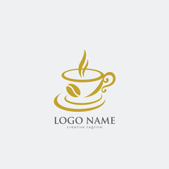 Caffee shop logo, cafe, cup, drink, food, coffeemaker, coffee, grinder logo fully editable vector template
