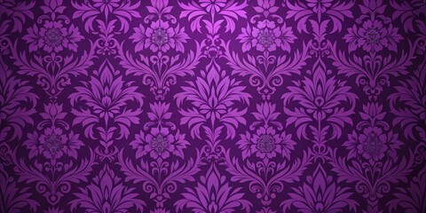 Richly detailed, intricate patterns of seamless purple floral wallpaper covering a wall , pattern, purple,  pattern