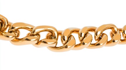 Shiny Golden Chain Link Metal Jewelry on White Background