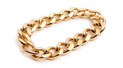 Obraz premium Elegant Gold Chain Bracelet with Glossy Finish and Unique Links