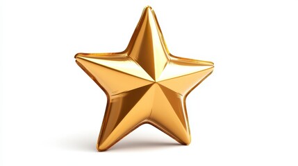 Obraz premium Shiny Gold Star Balloon on White Background for Celebratory Themes
