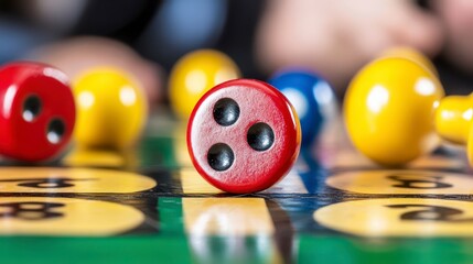 Colorful Game Pieces on a Vibrant Board in Action
