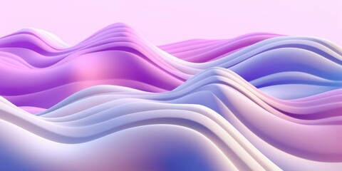 Naklejka premium Abstract Pastel Waves: Dreamlike 3D Render of Soft Purple and Blue Undulating Forms