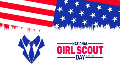 March is National Girl Scout Day. This holiday-themed design is perfect for backgrounds Template, banners, greeting cards, posters with text inscription, and social media posts. Vector illustration.