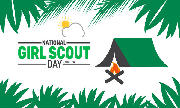 March is National Girl Scout Day. This holiday-themed design is perfect for backgrounds Template, banners, greeting cards, posters with text inscription, and social media posts. Vector illustration.