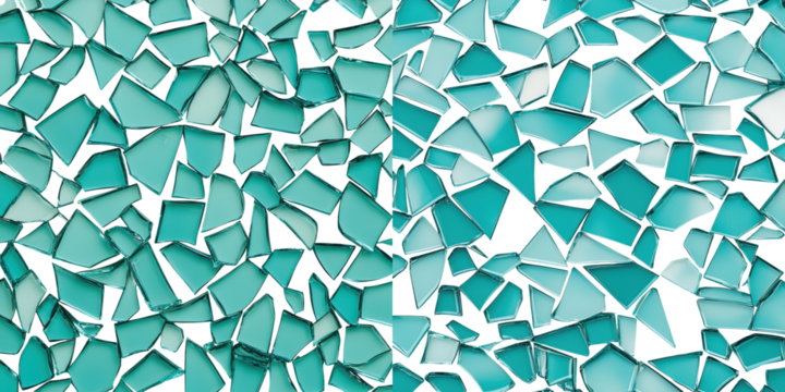 Turquoise Shattered Glass Mosaic Textured Abstract Background  Broken ceramic or glass tiles in geometric shapes and patterns  Creative modern and minimalist design backdrop or wallpaper