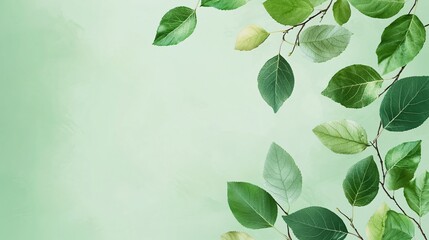 Fototapeta premium Green leaves frame, nature background, spring freshness, eco design