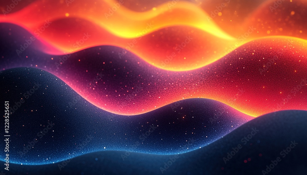 Poster waves of color with glittery background. possible abstract art or technology background