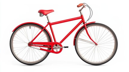 Fototapeta premium Bright Red Bicycle with Simple Design against White Background