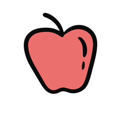 red apple for healthy lifestyle and wellness Hand-drawn doodle illustration 