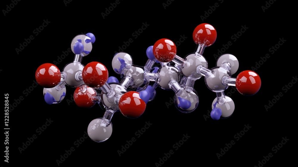 Poster 3d model of a complex molecule: a detailed visualization of atomic bonds and structure