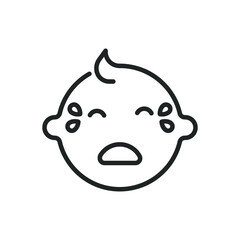 Baby cry thin line icons. Editable stroke and Perfect pixel on transparent background
