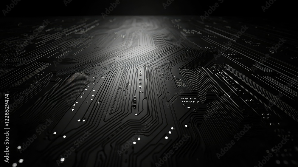 Poster abstract technology background with glowing circuit patterns