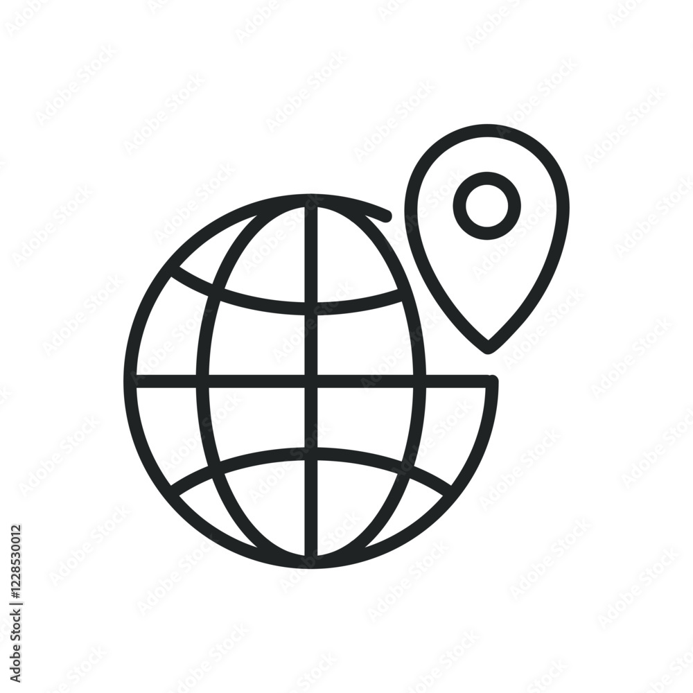 Poster global positioning line icons. editable stroke and perfect pixel on transparent background