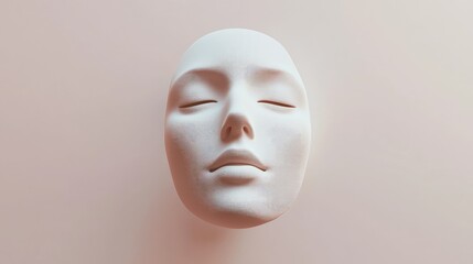 Abstract Human Face Sculpture with Smooth Texture and Calm Expression