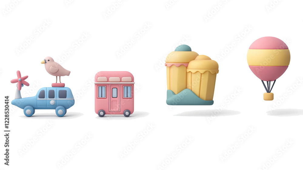 Poster colorful location icons on clear background generative ai