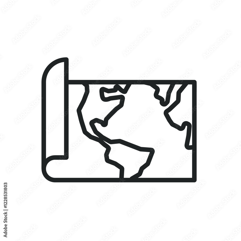 Poster world map line icons. editable stroke and perfect pixel on transparent background