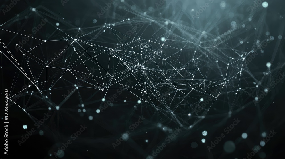 Poster abstract network connections with glowing points in dark background
