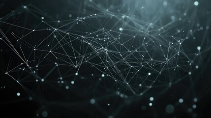 Obraz premium Abstract Network Connections with Glowing Points in Dark Background
