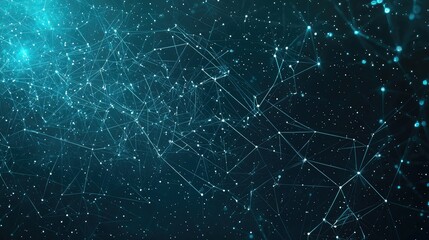 Abstract Digital Background with Blue Glowing Lines and Particles