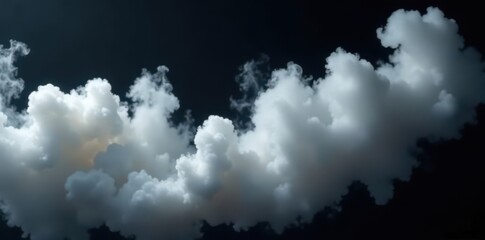 Dense white smoke billowing dramatically across black , movement, cloud