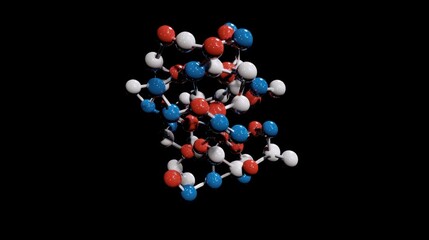 Molecular Structure: A 3D rendering of a complex molecule, showcasing intricate bonds and atom arrangements.  The vibrant color scheme enhances the visual appeal, ideal for science education.