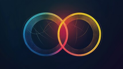 Colorful Swirling Circles with Dynamic Lines on Dark Background