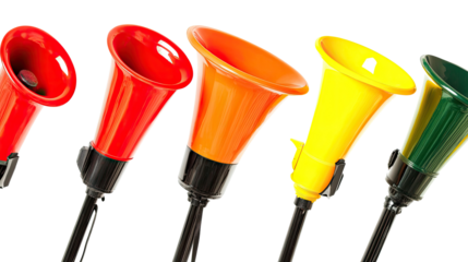 Colorful Collection of Horns for Celebration and Events Generative AI