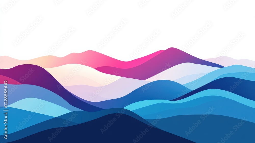Poster abstract colorful wave patterns representing a serene landscape in a minimalist style