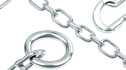 Silver Chains on Transparent Background Generative AI