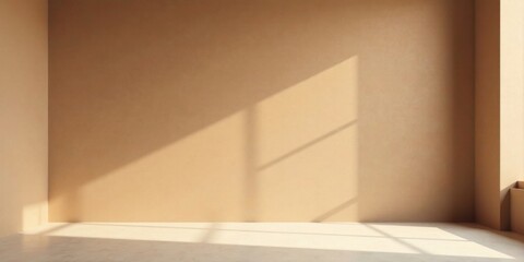 Sunlit Empty Room with Beige Walls and Light Floor for Design Presentation