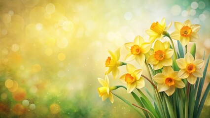 A radiant bouquet of springtime daffodils, bathed in warm sunlight and soft bokeh, evokes feelings of joy and renewal.