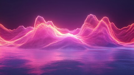 Abstract Pink And Orange Digital Mountain Landscape