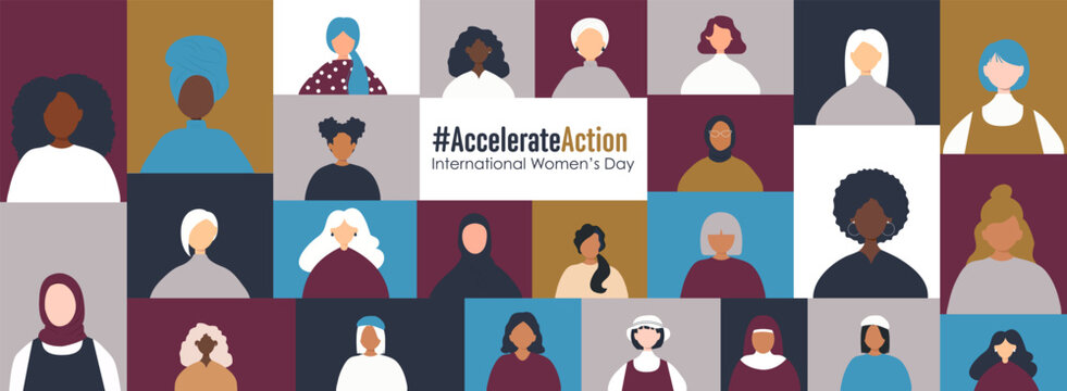 International Women's Day banner. #AccelerateAction