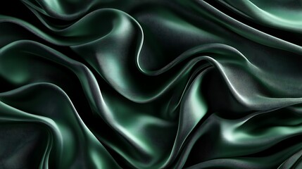 Obraz premium Dark Green Silk Fabric Draped Luxuriously
