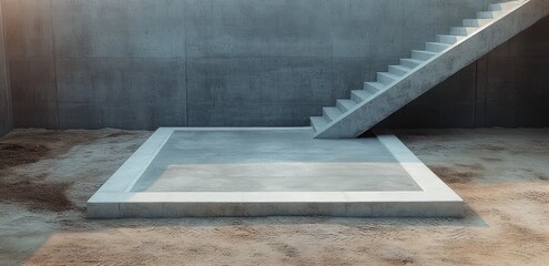 View of Completed Concrete Foundation for Garage Construction