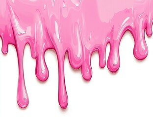Pink glossy liquid dripping down.