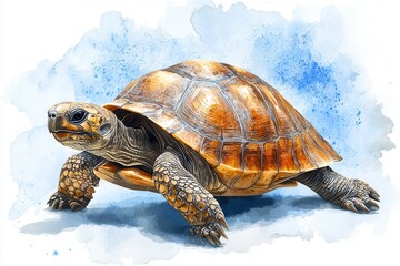 Obraz premium Beautiful Tortoise Turtle Clipart in Watercolor Style With Vivid Colors and Intricate Details. Generative AI