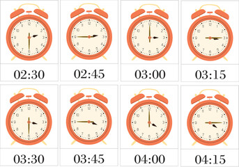 Vector Time O'Clock learning Montessori card illustration Alarm