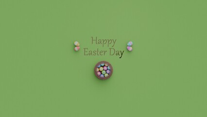 Happy easter with colorful painted eggs card with copy space