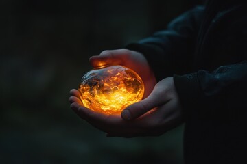 A glassblower holding a glowing piece of molten glass, crafting a custom, unique ornament.