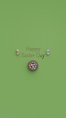 Happy easter with colorful painted eggs card with copy space