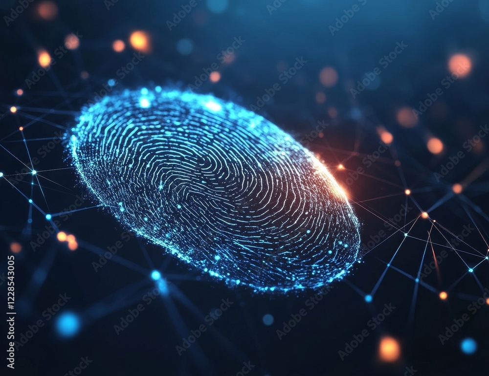 Aufkleber glowing digital fingerprint on network.