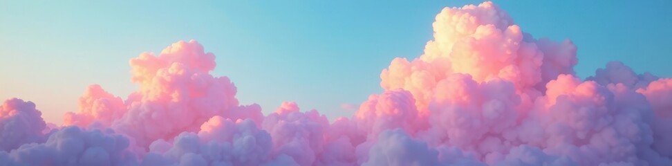 Fluffy pink and blue clouds, early morning light , background, hopeful