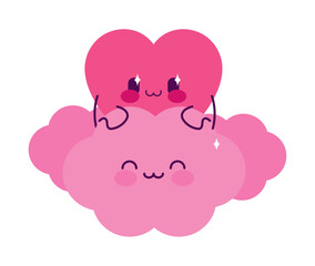 Heart Character with clouds Illustration