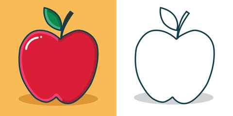 an apple illustration for a coloring book or design element