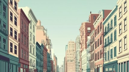 Fototapeta premium Urban Landscape with Historic Buildings and Clear Sky in City Scene