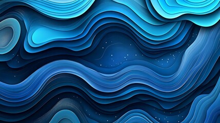 Fototapeta premium Abstract Blue Layered Wave Design Background